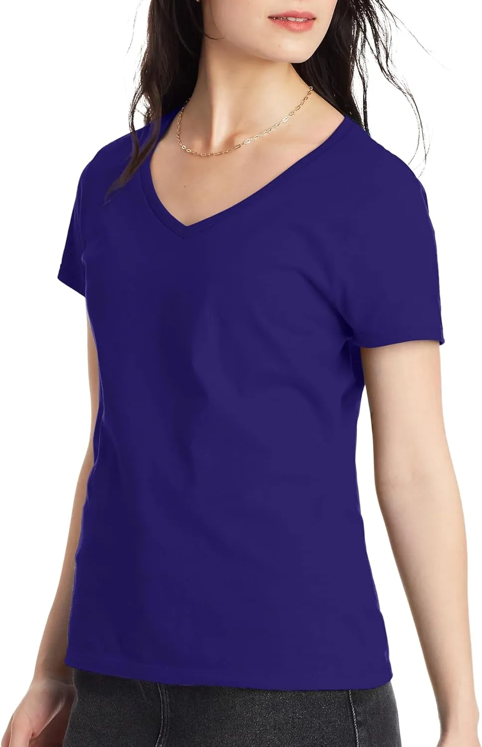Hanes Perfect-T V-Neck T-Shirt, Cotton Short Sleeve Tee for Women, 1 or 2 Pack