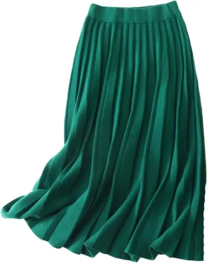 Hgvcfcv Women's Pleated Knit Sweater Midi Skirts