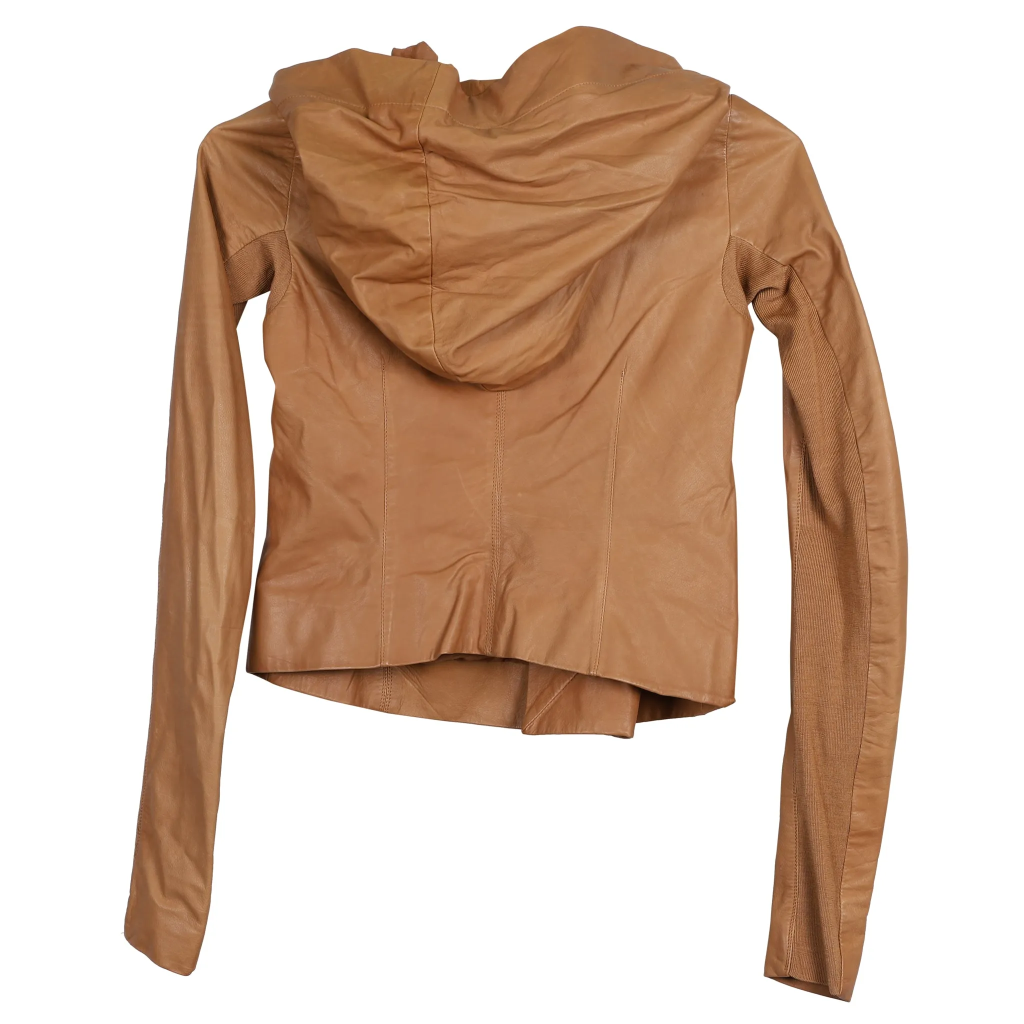 HOODED BIKER JACKET / LIGHT BROWN