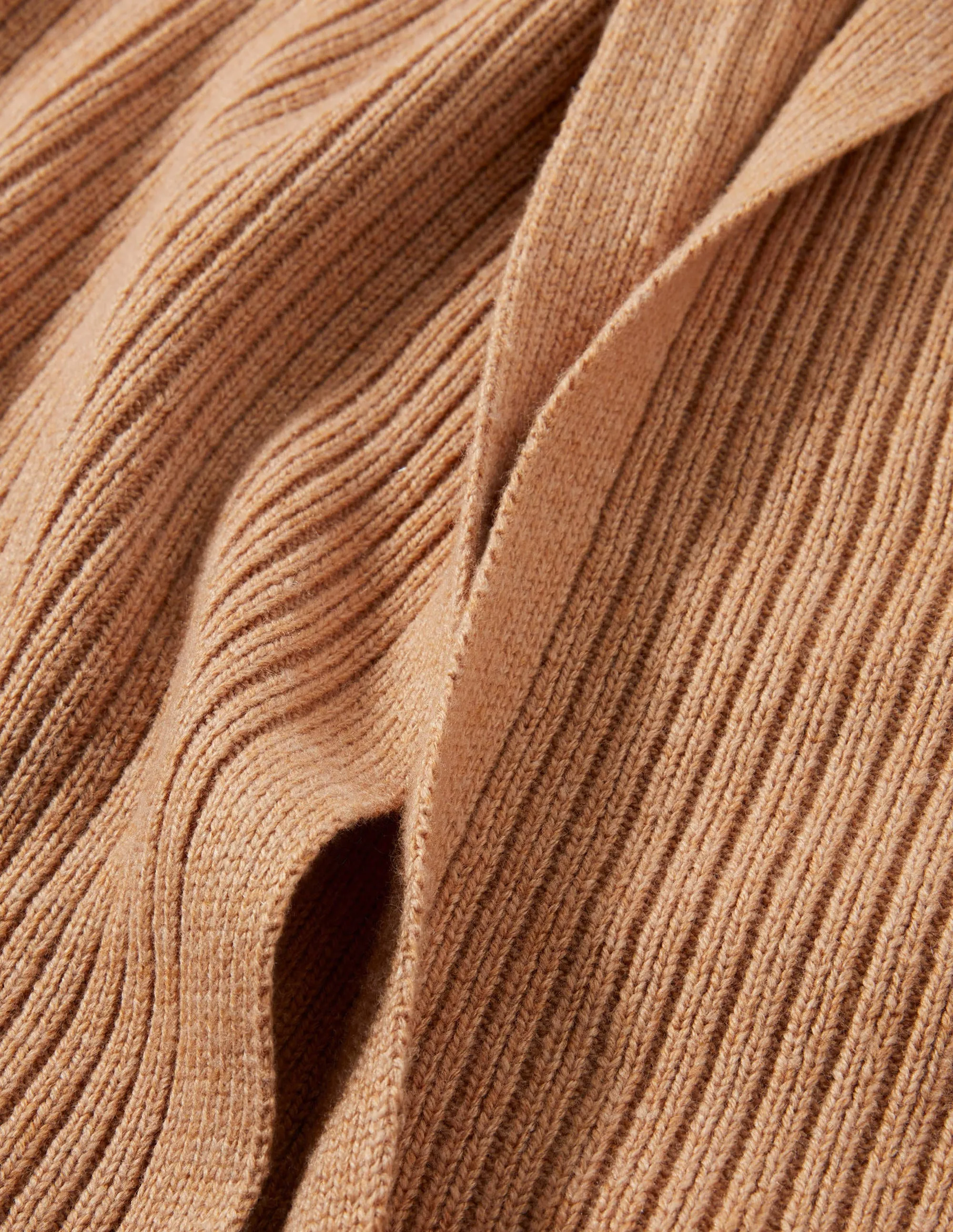 Hooded Relaxed Cardigan-Camel Melange