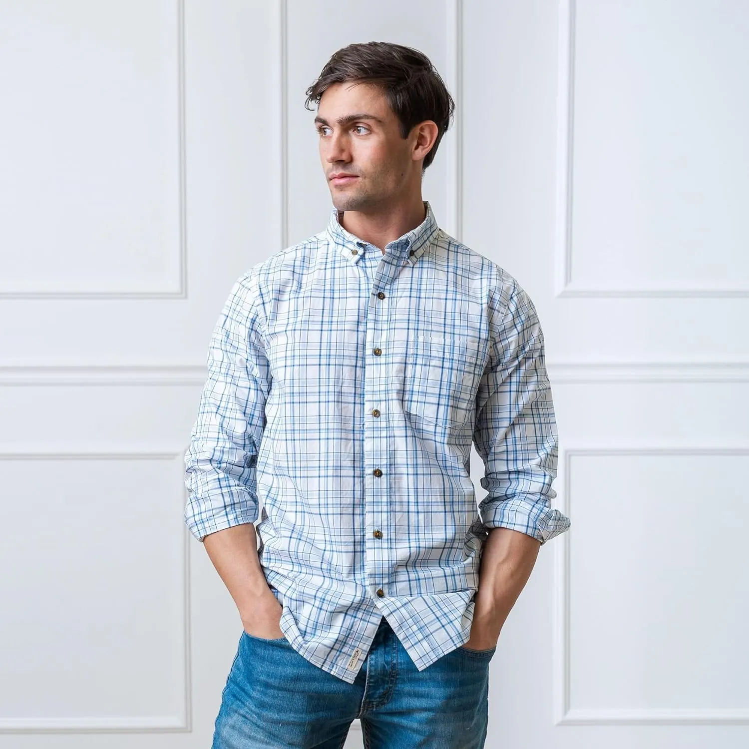 Hope & Henry Men's Long Sleeve Poplin Button Down Shirt