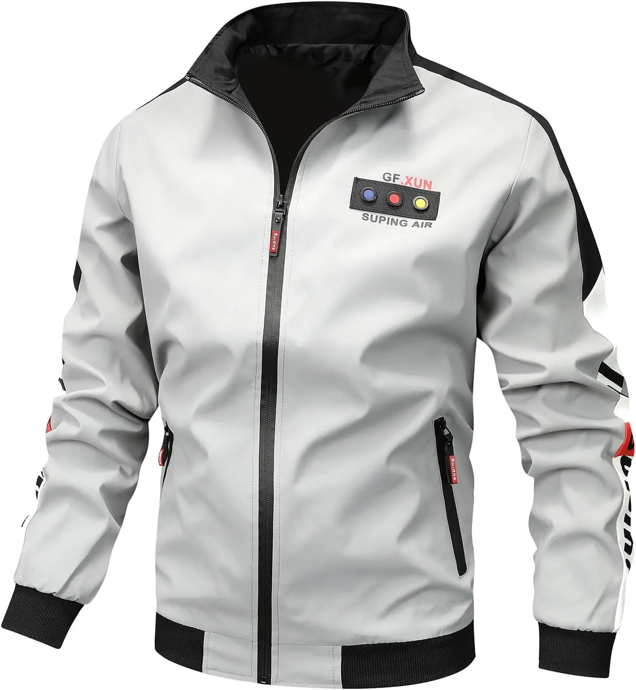 INR Fashion Jacket for Men Lightweight Spring and Fall Trench Men's Coat Trend Print Baseball Sweatshirt Casual Outdoor Coat