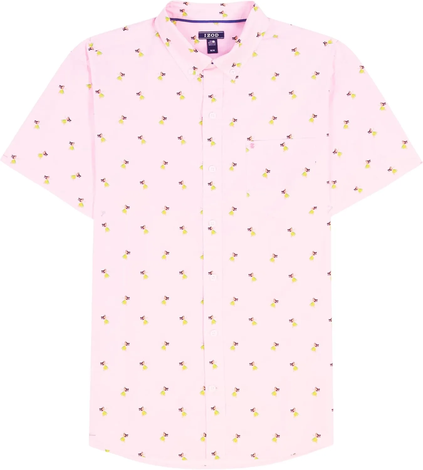 Izod Mens Breeze Short Sleeve Button Down Patterned Shirt