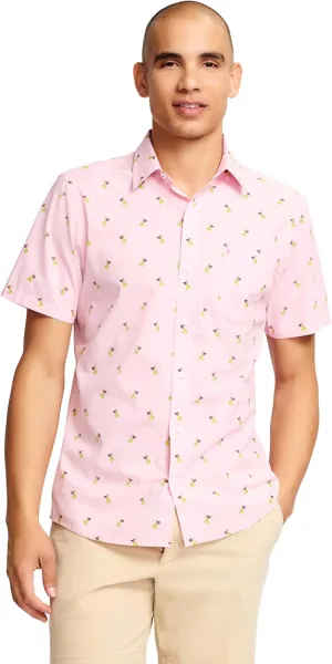 Izod Mens Breeze Short Sleeve Button Down Patterned Shirt