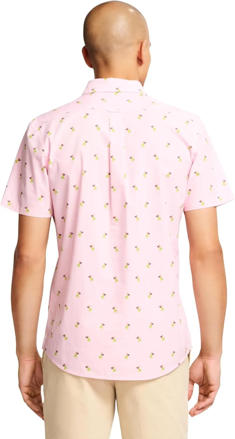 Izod Mens Breeze Short Sleeve Button Down Patterned Shirt