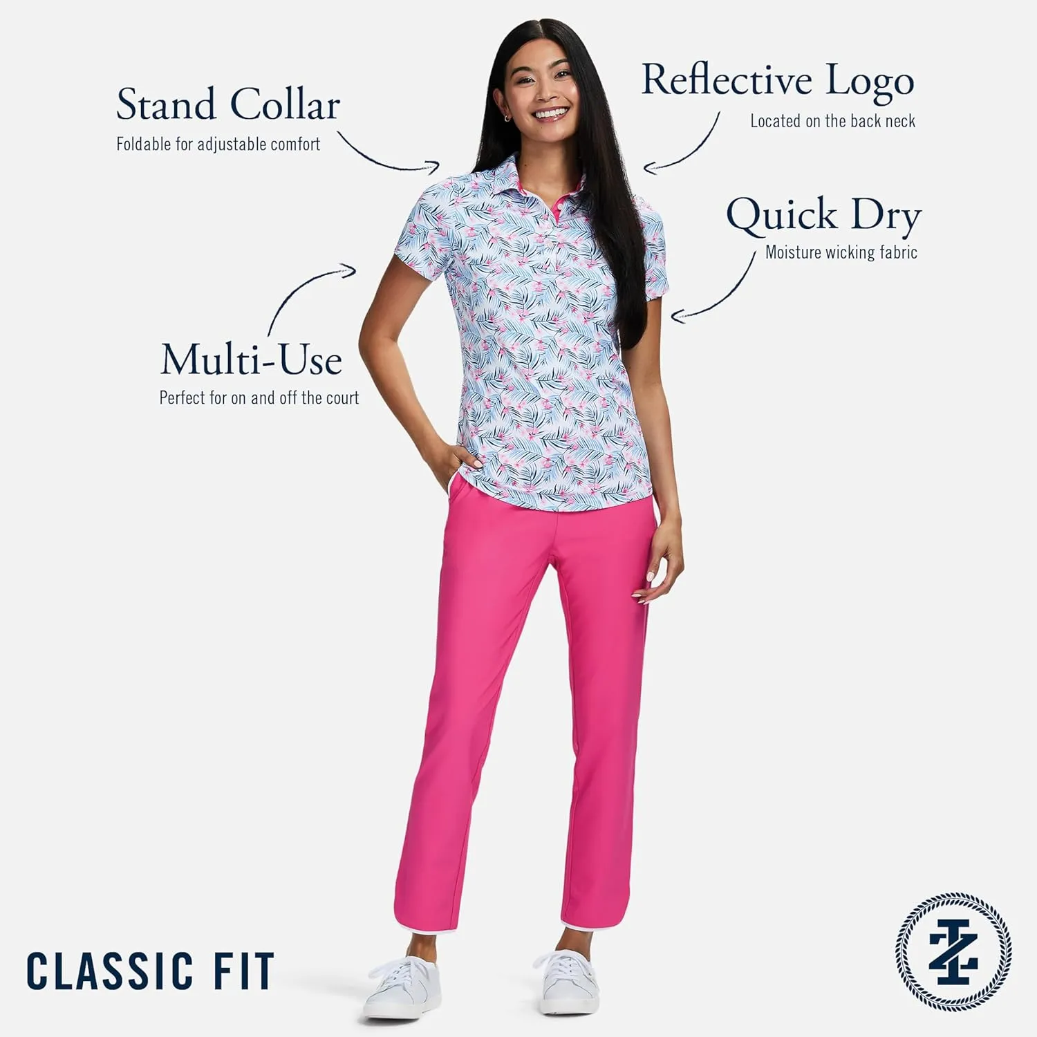 IZOD Women's Shirt Performance Stretch Golf Collared Short Sleeve