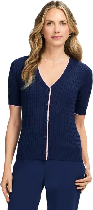 IZOD Women's Short Sleeve Cardigan Sweater