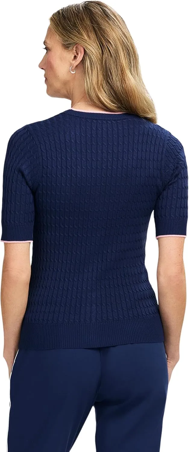 IZOD Women's Short Sleeve Cardigan Sweater