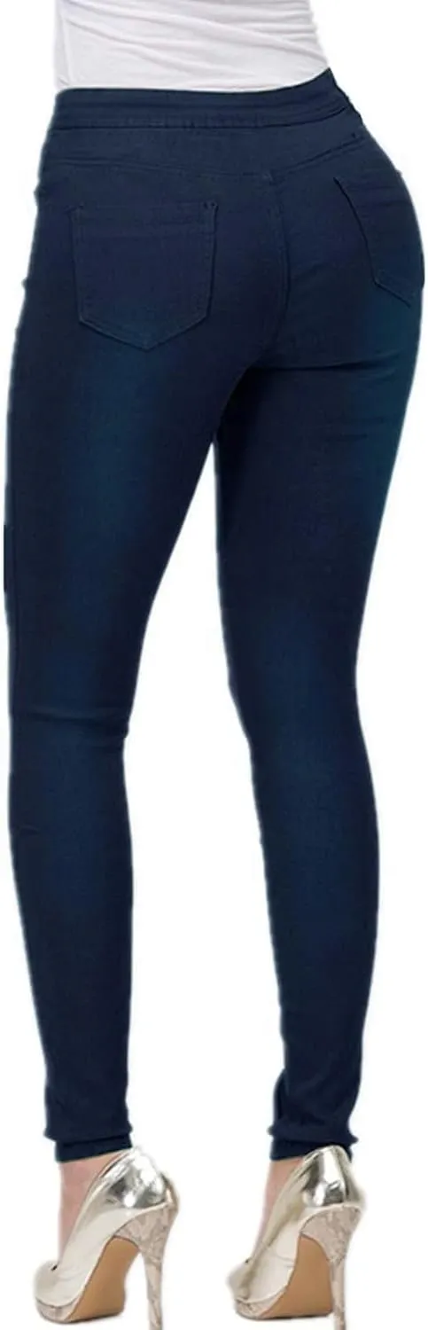 Jeggings for Women Tummy Control Jeans High Waisted Stretchy Elastic Pants Pull-on Sexy Brown Denim Pants