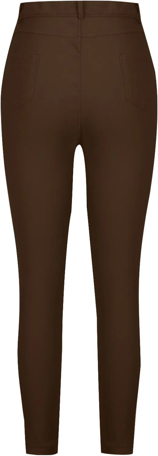 Jeggings for Women Tummy Control Jeans High Waisted Stretchy Elastic Pants Pull-on Sexy Brown Denim Pants