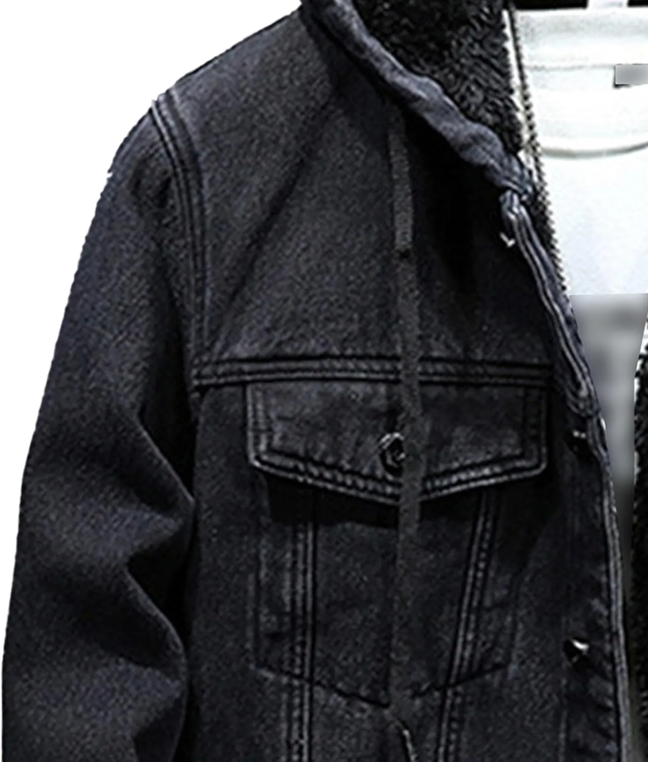 JEKE-DG Hoodie Jean Jacket for Men Long Sleeve Slim Fit Casual Denim Jacket Distressed Trucker Outwear with Hood