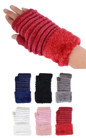 JG508 Soft Fur Fingerless Gloves 12prs Pack (JSP)