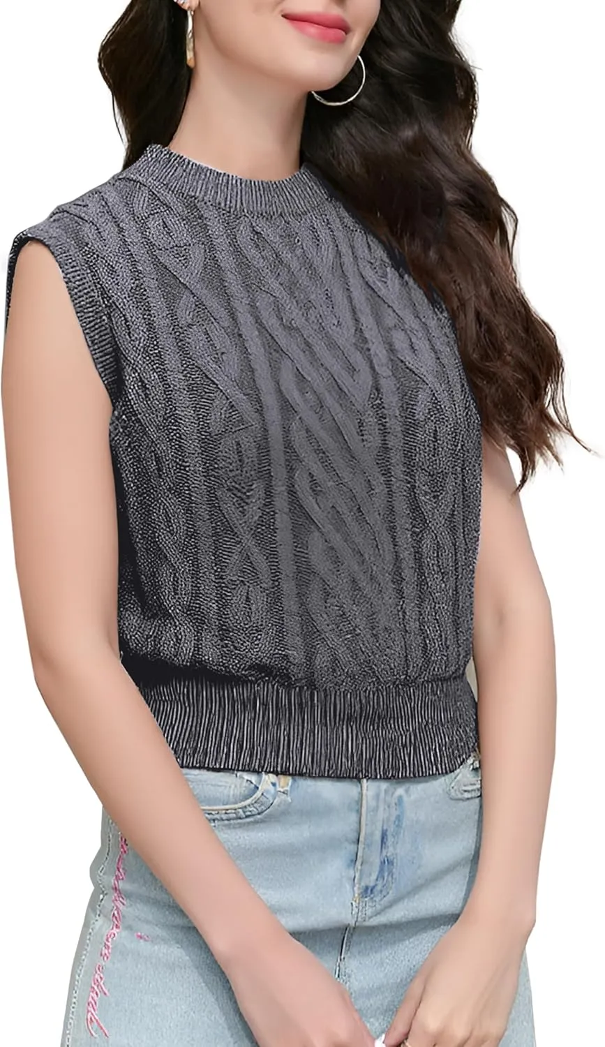 Joe Wenko Womens Cable Knit Sleeveless Sweater Vests