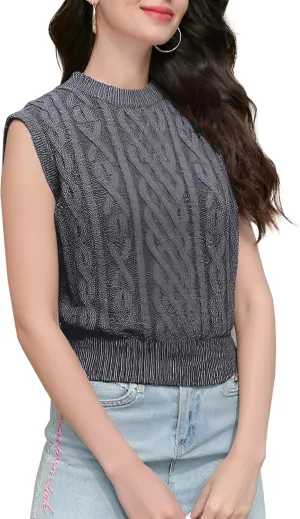Joe Wenko Womens Cable Knit Sleeveless Sweater Vests