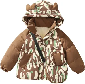 Kids Toddler Baby Girls Boys Winter Warm Thick Solid Cotton Long Sleeve Padded Jacket Coat Teen Boys (Coffee, 5-6 Years)