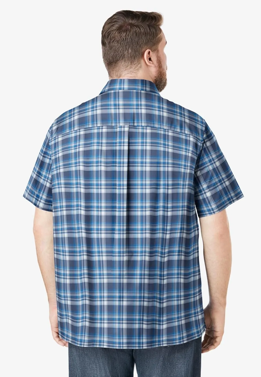 KingSize Men's Big & Tall Short-Sleeve Plaid Sport Shirt