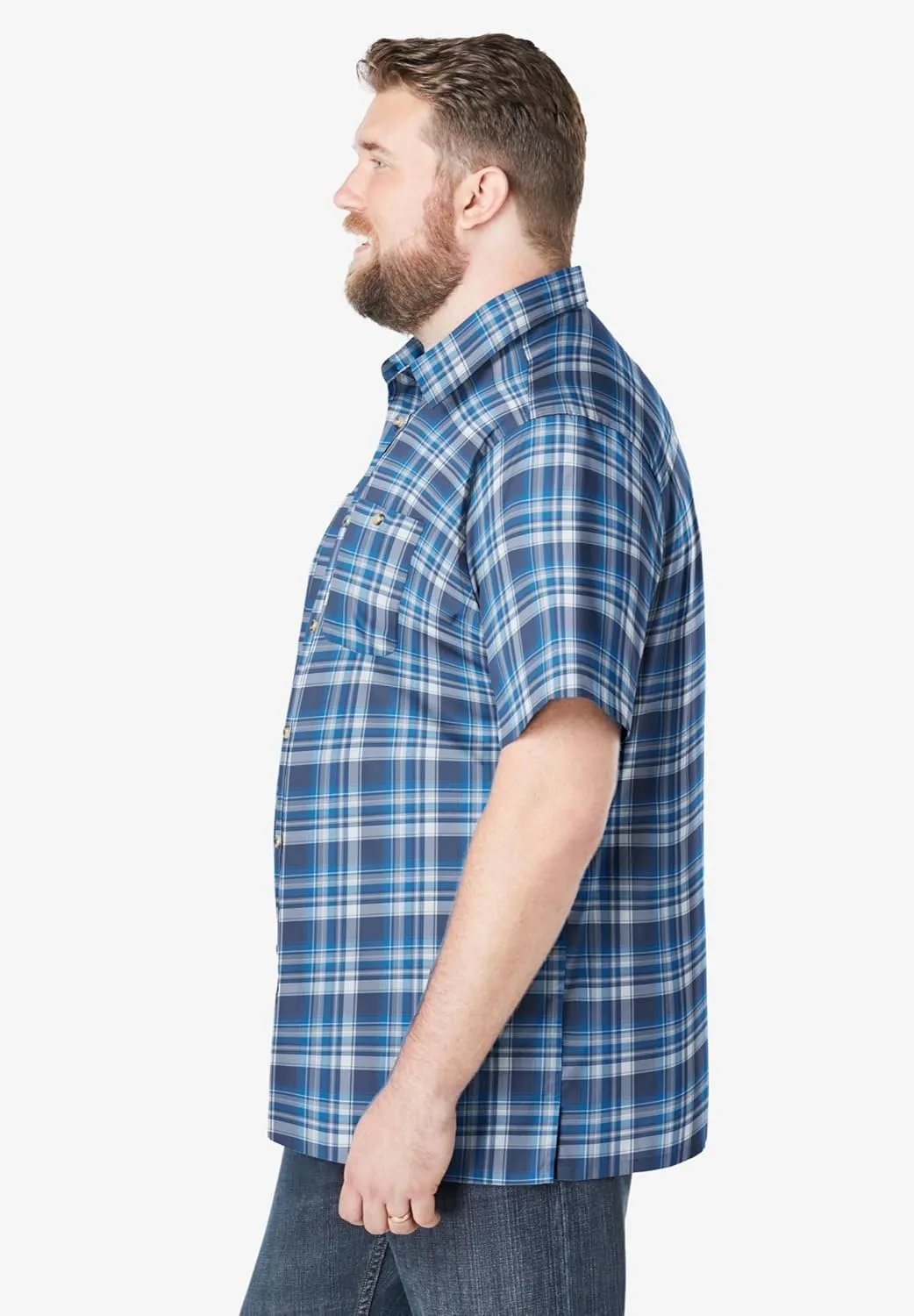 KingSize Men's Big & Tall Short-Sleeve Plaid Sport Shirt