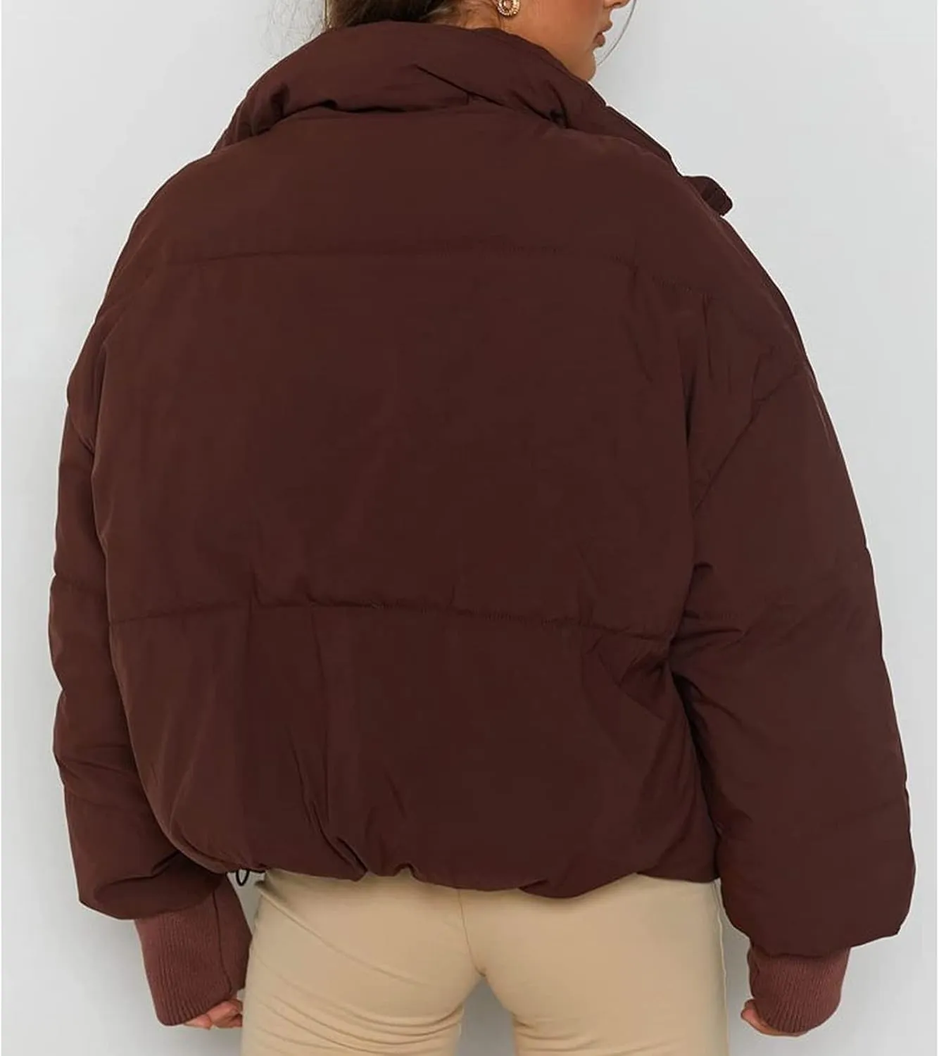 Kissonic Women's Cropped Puffer Jacket Full Zip Short Quilted Padded Down Coat