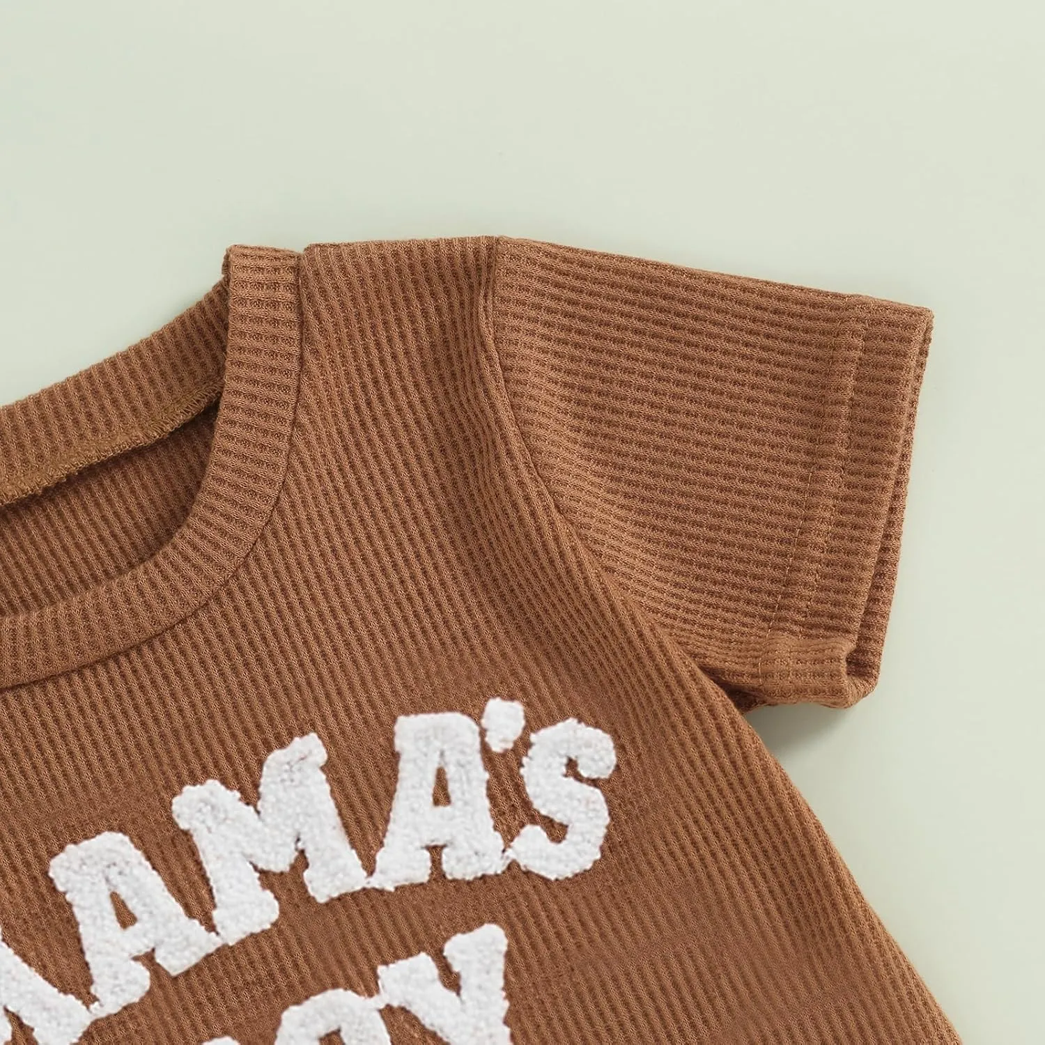 Kupretty Toddler Baby Boy Summer Clothes Embroiderey Waffle Knit Short Sleeve T-Shirt Tees   Casual Shorts Cute Clothing Set