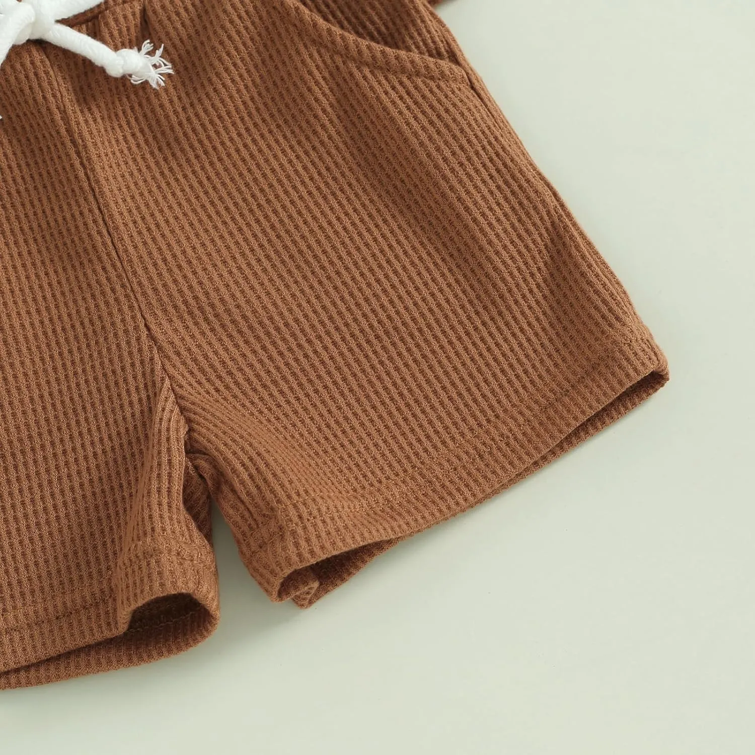 Kupretty Toddler Baby Boy Summer Clothes Embroiderey Waffle Knit Short Sleeve T-Shirt Tees   Casual Shorts Cute Clothing Set