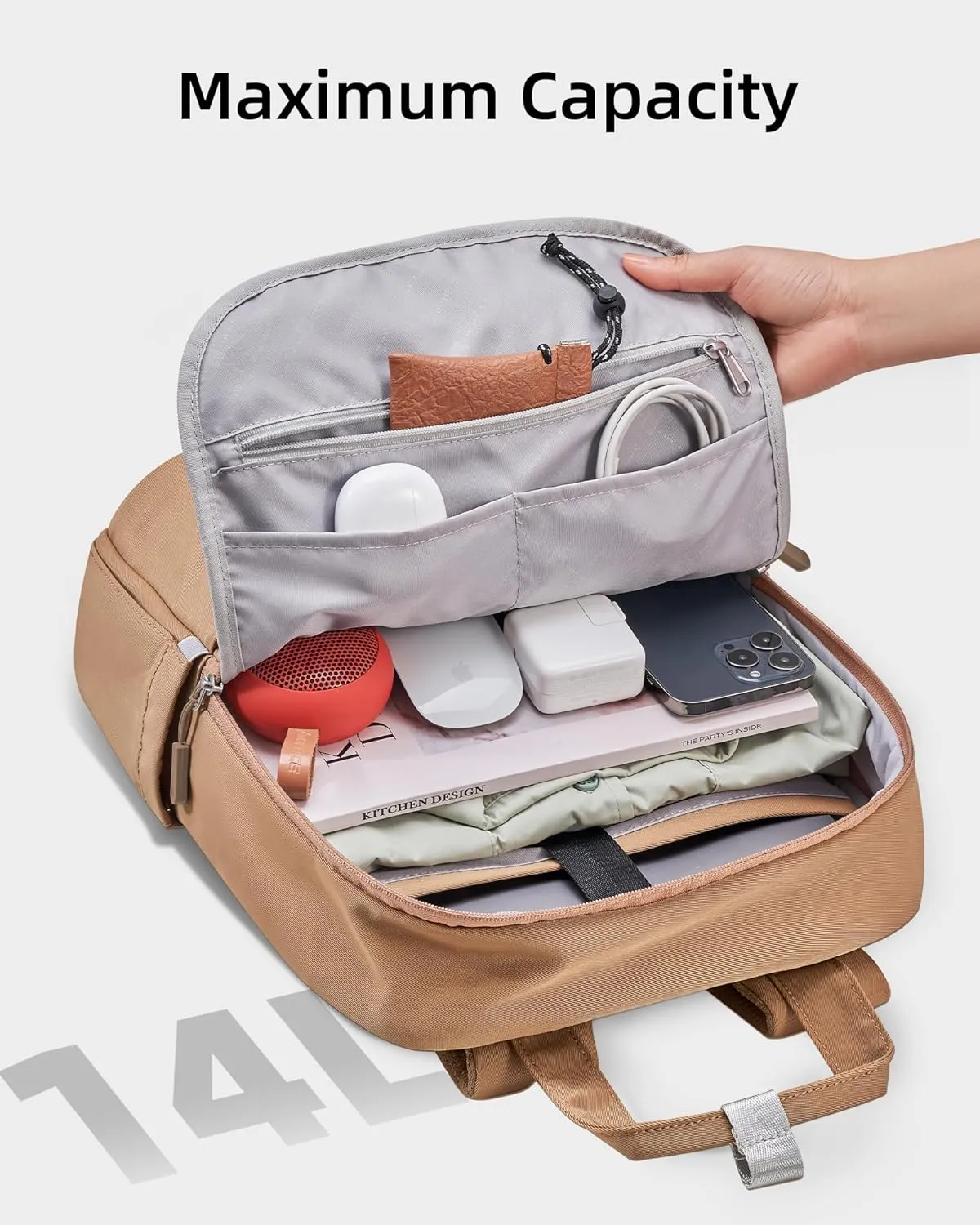 Large Casual Laptop Backpack  Lightweight Water-Resistant Travel Backpack for Work, College & Daily Commute, Fits 16-inch Laptop & 12.9-inch iPad