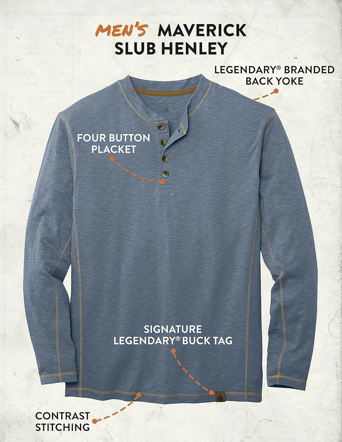 Legendary Whitetails Men's Maverick Slub Henley Shirt