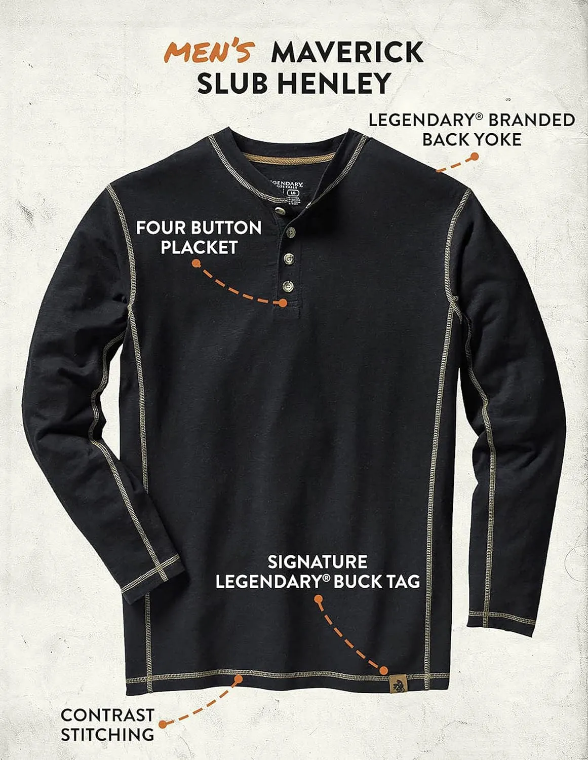 Legendary Whitetails Men's Maverick Slub Henley Shirt