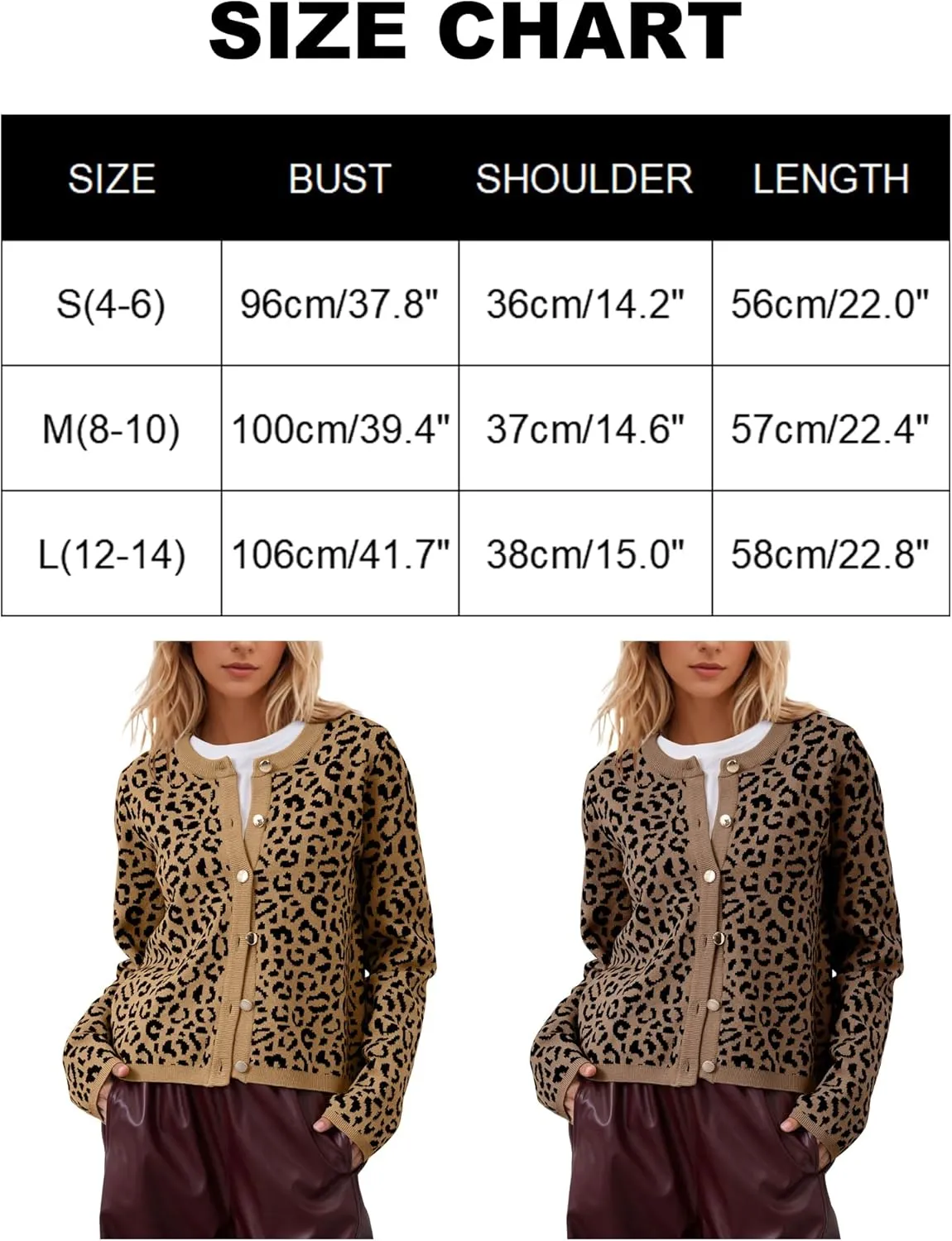 Leopard Cardigan Long Sleeve Open Front Button Up Cheetah Print Top Leopard Sweater Coat Cropped Cardigan Jackets