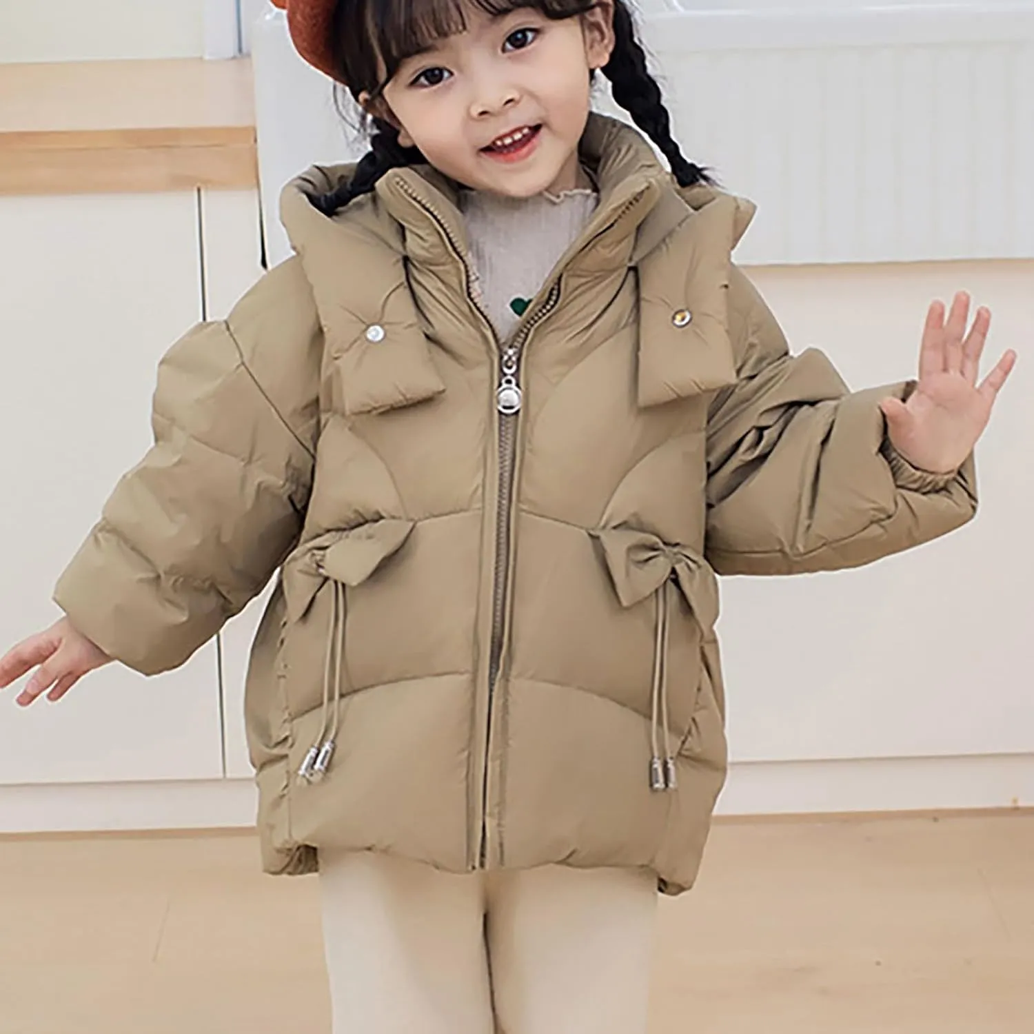 Lightweight Jacket for Kids Winter Warm Thick Solid Cotton Long Sleeve Padded Jacket Coat Clothes Winter Kids