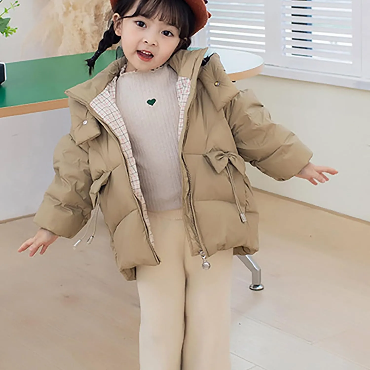 Lightweight Jacket for Kids Winter Warm Thick Solid Cotton Long Sleeve Padded Jacket Coat Clothes Winter Kids