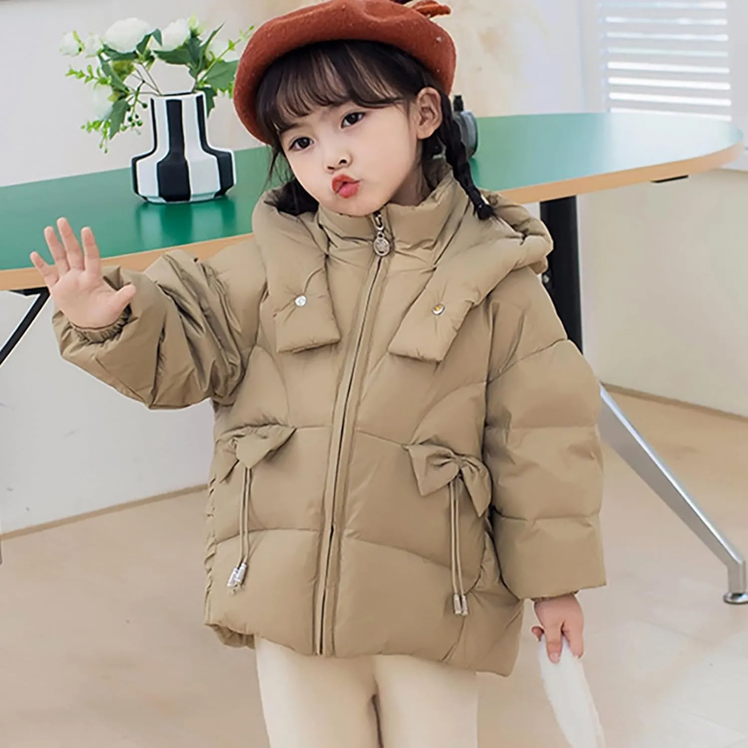 Lightweight Jacket for Kids Winter Warm Thick Solid Cotton Long Sleeve Padded Jacket Coat Clothes Winter Kids