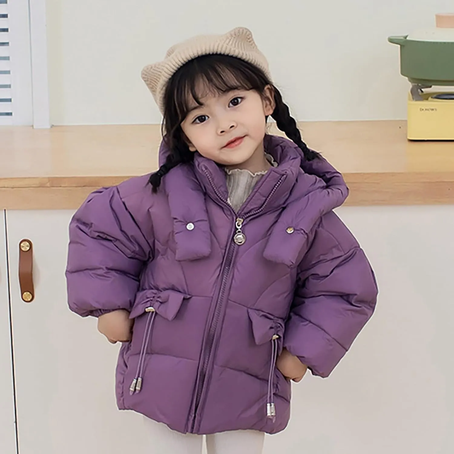 Lightweight Jacket for Kids Winter Warm Thick Solid Cotton Long Sleeve Padded Jacket Coat Clothes Winter Kids