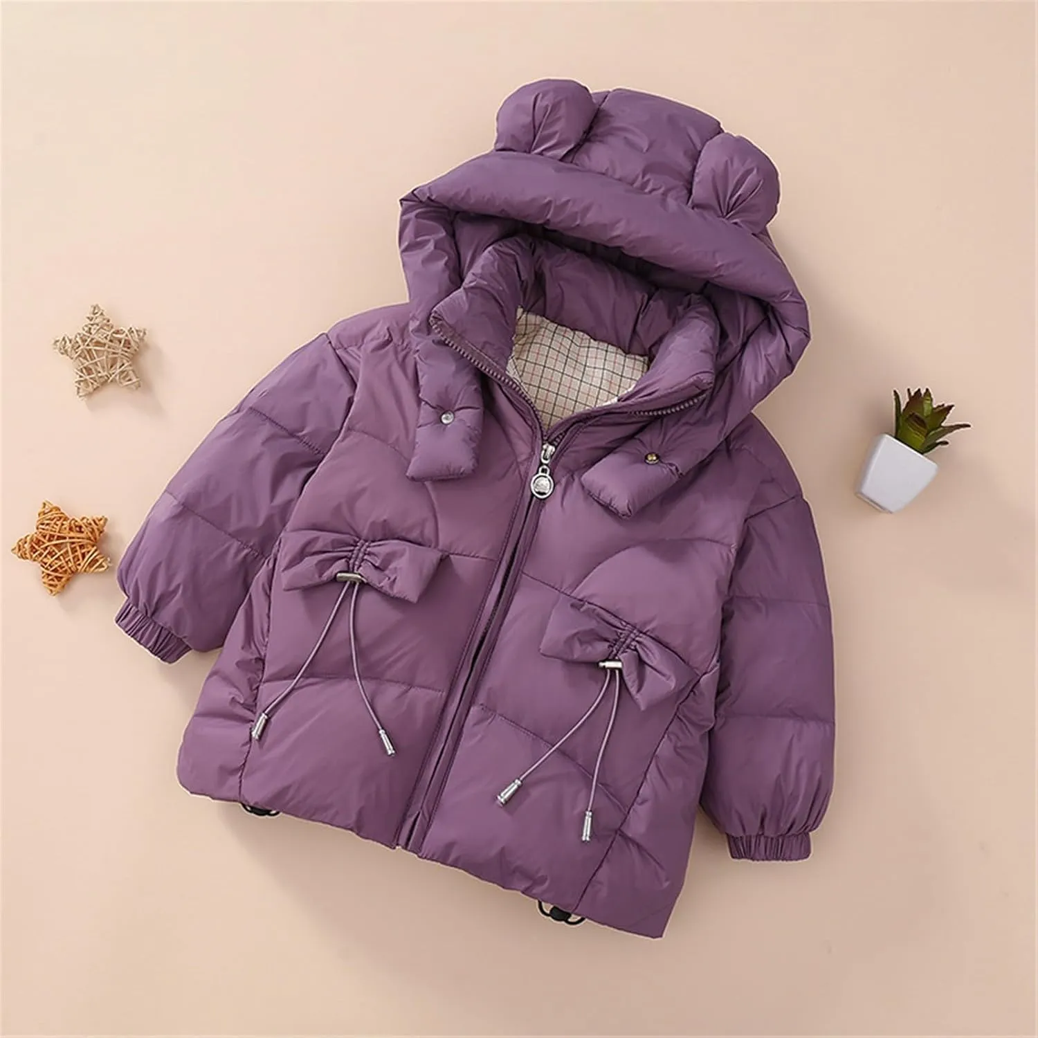 Lightweight Jacket for Kids Winter Warm Thick Solid Cotton Long Sleeve Padded Jacket Coat Clothes Winter Kids