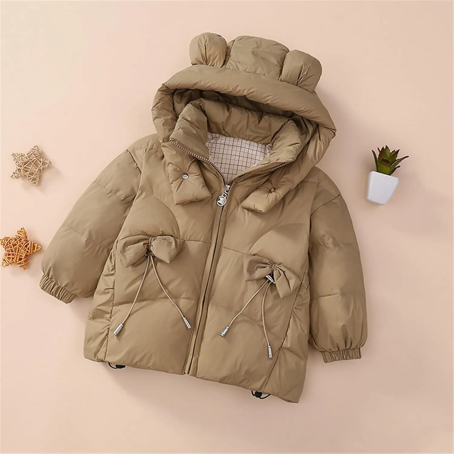 Lightweight Jacket for Kids Winter Warm Thick Solid Cotton Long Sleeve Padded Jacket Coat Clothes Winter Kids