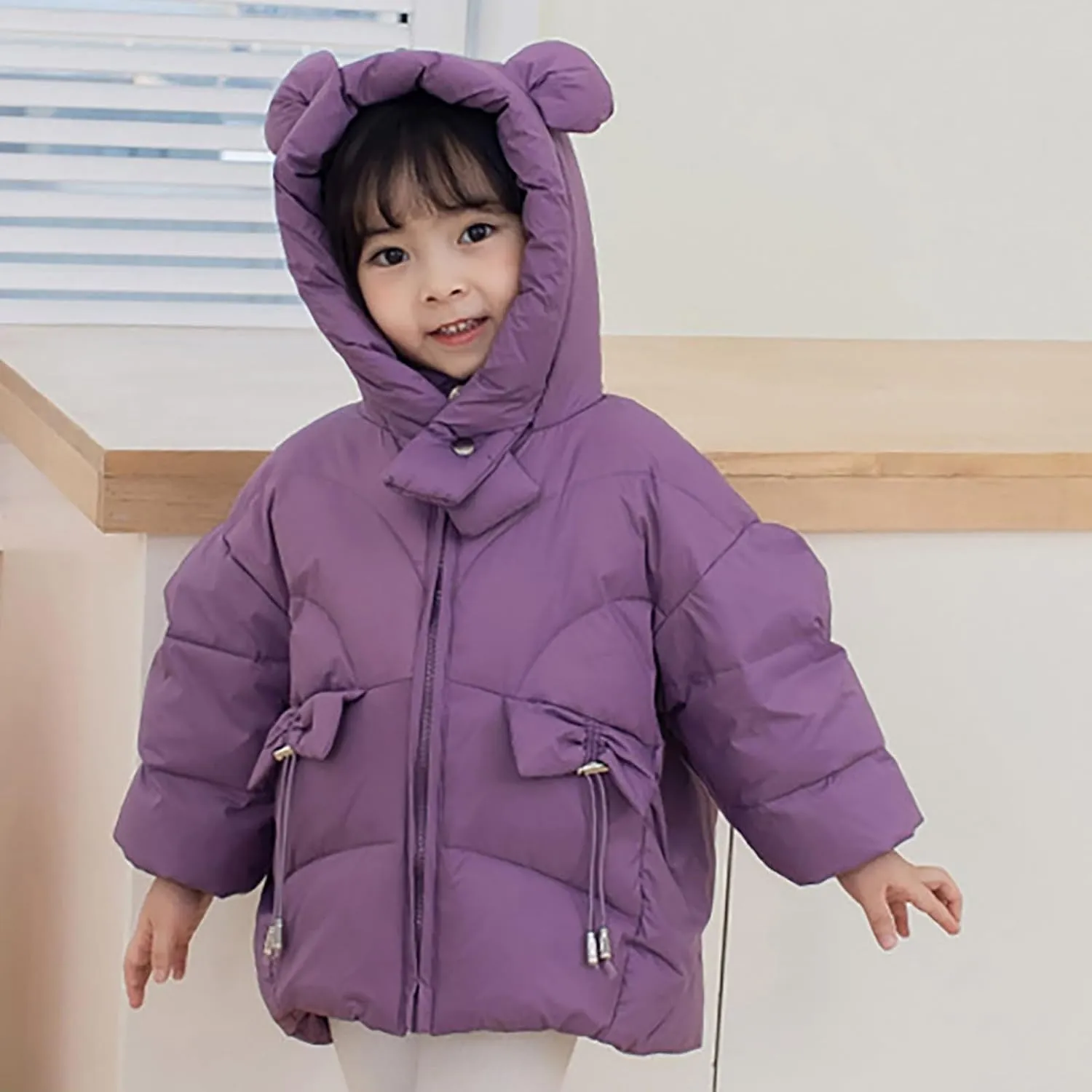 Lightweight Jacket for Kids Winter Warm Thick Solid Cotton Long Sleeve Padded Jacket Coat Clothes Winter Kids