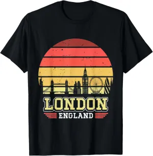 London England Retro Vintage Sunset Skyline London T-Shirt