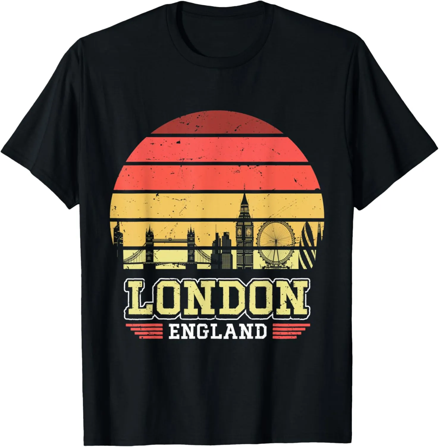 London England Retro Vintage Sunset Skyline London T-Shirt