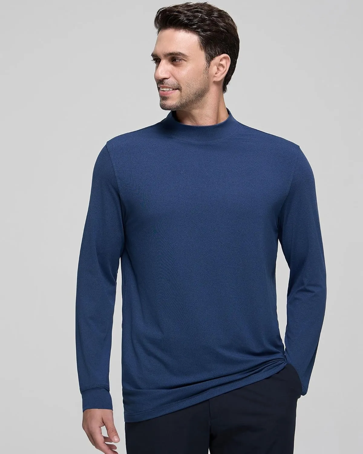 Long Sleeve Shirts for Men Mock Turtleneck Moisture Wicking Business Casual Pullover Undershirts Mens Tee Shirt Top