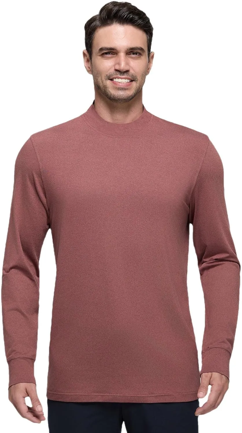 Long Sleeve Shirts for Men Mock Turtleneck Moisture Wicking Business Casual Pullover Undershirts Mens Tee Shirt Top