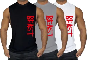 Men's 2 Pack Workout Tank Top Beast Gym Fitness Muscle Tee Cut Open Sides Sleeveless T-Shirt