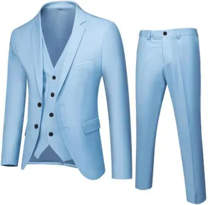 Mens 3 Piece Suit Slim Fit Tux, Formal Blazer Jacket Vest Pants Set for Party, Prom, Wedding and Business