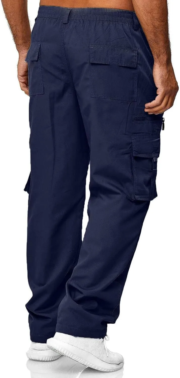 Mens Cargo Pants Casual Hiking Pants Joggers Athletic Pants Cotton Loose Straight Sweatpants for Men