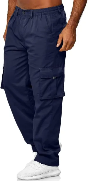 Mens Cargo Pants Casual Hiking Pants Joggers Athletic Pants Cotton Loose Straight Sweatpants for Men