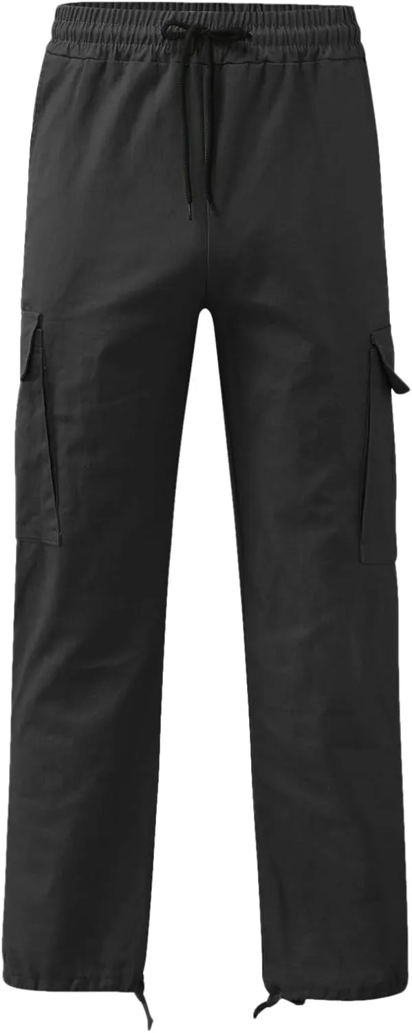 Men's Cargo Pants Slim Fit Drawstring Joggers Hiking Trousers Multi Pockets Twill Chino Pants Sports Overalls