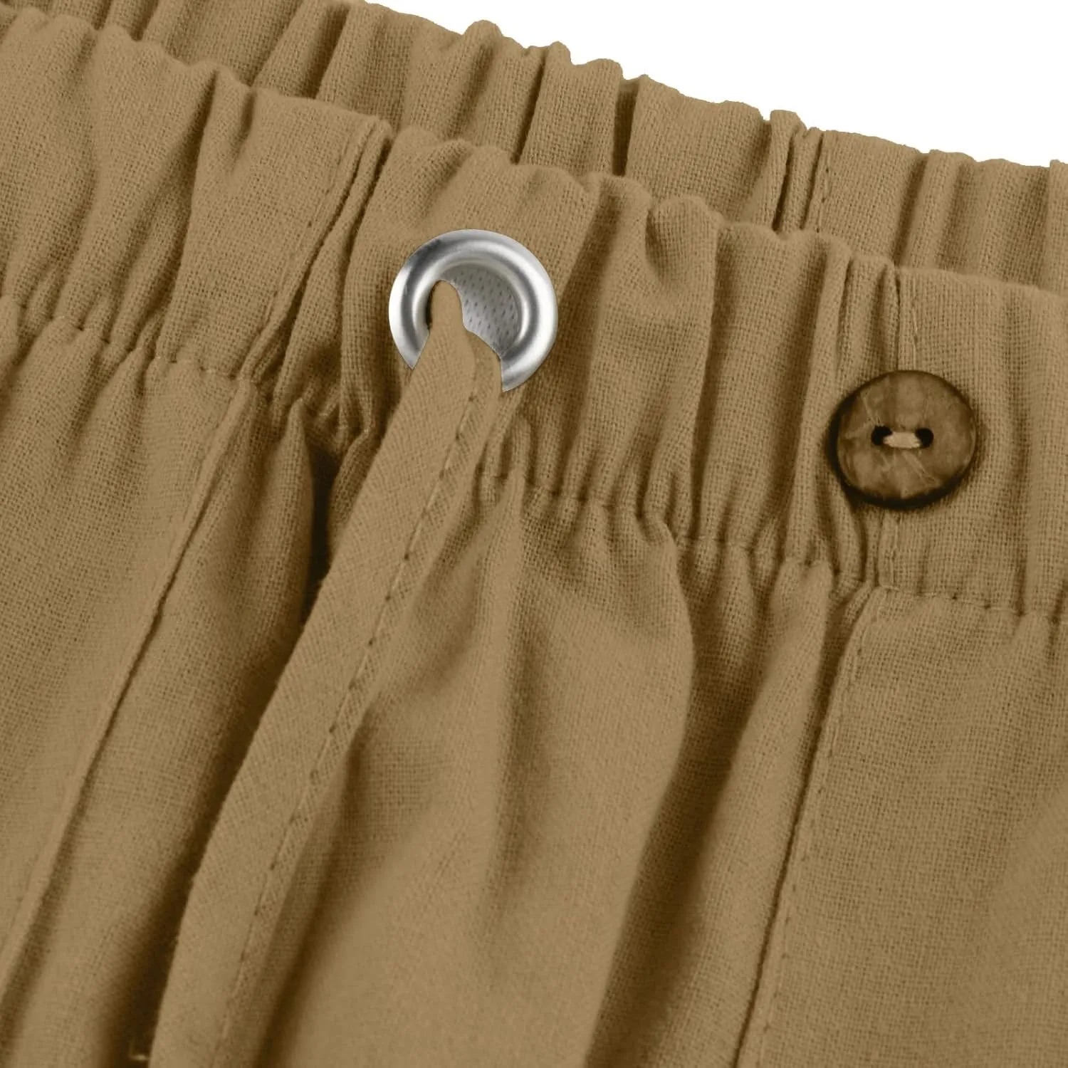 Men's Casual Loose and Comfortable Casual Pants Cotton Linen Printed Drawstring Trousers