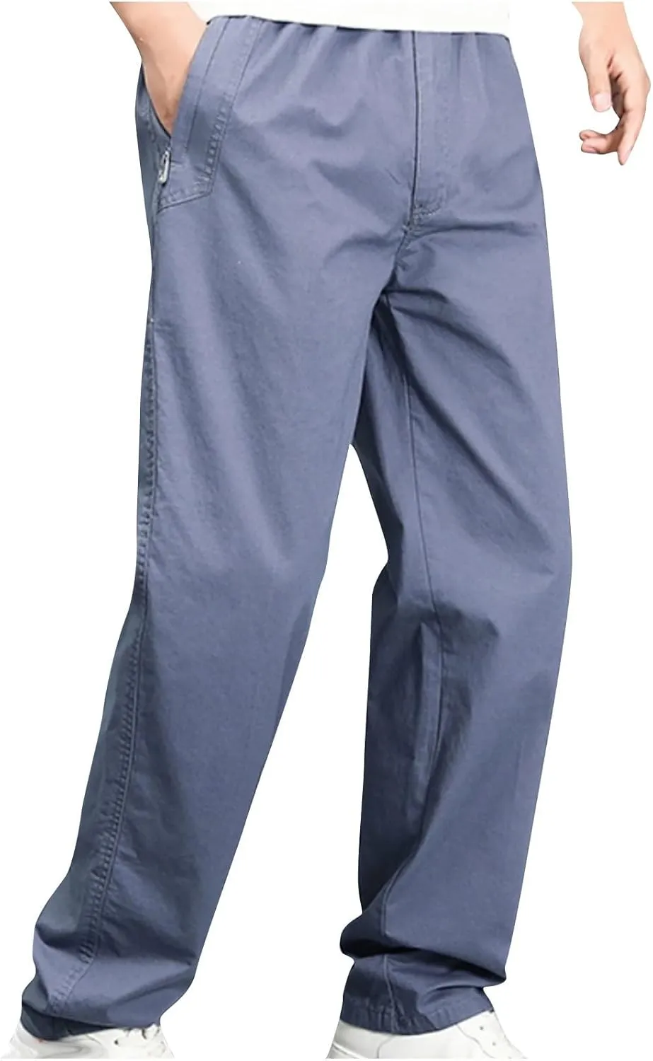 Men's Casual Pants Heavy Cotton Slim Fit Long Pants Stretch Waist Drawstring Athletic Work Pants Fall Trousers 2024