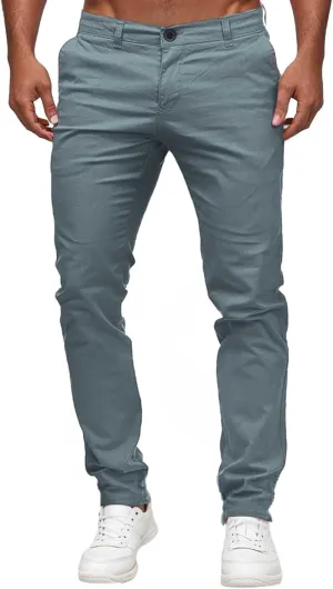 Mens Chinos Dress Pants Slim Fit Skinny Stretch Casual Pants Lightweight Comfy Hiking Travel Slacks Trousers 2024