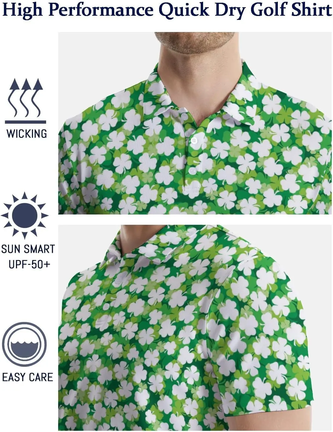 Men's Golf Shirts Funny Polo Shirt Moisture Wicking Golf Shirt Quick-Dry Polo Shirts Short Sleeve Funny Theme Outfits for Men
