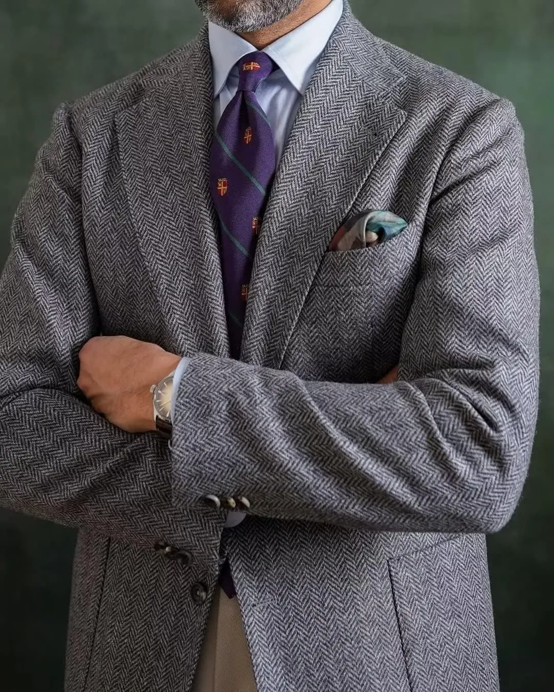 Mens Herringbone Tweed Blazer Men Vintage Suit Jacket Lightweight 2 Button Business Sport Coat Jackets