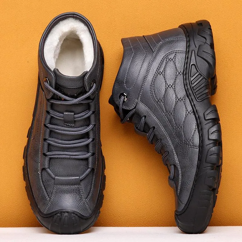 Men's Leather Warm Casual High-top Snow Boots